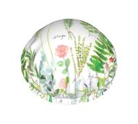 Limpac Springtime Herb Garden Reusable Luxury Shower Cap For Women, Double Protection Layers Elastic For Ladies Spa Salon