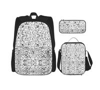 LimPac Stylish Design Penguin Crowd Stylish Travel Backpack, Lunch Box, Pencil Case Set, Cute Water Resistant Durable Lightweight Black, One Size, Black, Rozmiar uniwersalny