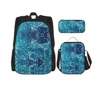 LimPac Tropical Ocean Beach Theme Stylish Travel Backpack, Lunch Box, Pencil Case Set, Cute Water Resistant Durable Lightweight Black, One Size, Black, Rozmiar uniwersalny