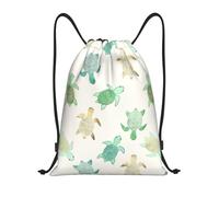 Limpac Turtle Write Print Drawstring Backpack Gym Bag, Fitness Travel Beach Sports Storage For Men Women, Black, S