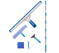 Limpia Cristales Ventanas con Almohadillas de Microfibra Extensible Escobillas de Goma Limpiacristales con Poste Extensible Limpiador Cristales para Ventana Alta (4.6m)