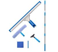 Limpia Cristales Ventanas con Almohadillas de Microfibra Extensible Escobillas de Goma Limpiacristales con Poste Extensible Limpiador Cristales para Ventana Alta (3.9m)