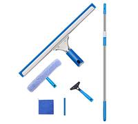 Limpia Cristales Ventanas con Almohadillas de Microfibra Extensible Escobillas de Goma Limpiacristales con Poste Extensible Limpiador Cristales para Ventana Alta (1.4m)