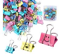 Limque 【80pack】Binder Clips, Paper Clips,Paper Clamps with Colored Cute Hollow Smiling Face,80 Pcs Assorted Size Clips, for Office,Teacher Gifts and Kitchen