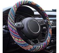 Limsas Boho Steering Wheel Cover Elastic Microfiber for Women, Universal Fit 15 inch Car SUV, Hippie Style Protector Cover, Anti-Slip, Breathable, Absorbing Sweat - Colorful