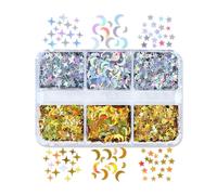 Limtula 1 Box Nail Sequins Decoration Colorful Tiny Moon Star Glitter Flakes for DIY Manicure Design Spring Nail Accessories