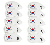 Limtula 10Pcs PU Leather Golfs Head Cover Waterproof Headcover Iron Clubs Rod Protective Cases Enduring Clubs Protective PU Soft Enduring Portable