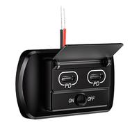 Limtula 12V USB Outlet With Power Switches Double USB/Type C Quick Charging Adapter USB Port Panel Wall Mount Car USB Socket Adapter Adapter