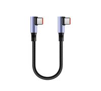 Limtula 15CM / 30CM Angled Type C Cord 6Amp Fast Charging Cable Fast Speed Nylon Braided Data Wire for Gaming Use Black to Short Cable