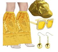 Limtula 1960s 1970s 80s Discos Accessories Women Fancy Dress Costume Discos Set Earrings Sunglass Sequins Caps Leg Warmers