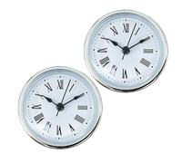 Limtula 2Pcs Stylish 65MM Round Small Quartzs Clock Insert with Roman/Arabic Number and Gold Silver Trim for Home Decoration Quartzs Clock Insert