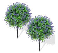 Limtula 2X Realistic Grape Lavender Bushes Fade Immune Polyethylene Substance Easy Assembly Decorative Bushes For Office Coffeeshop Incidents Direct Current Stake Faux Flowers