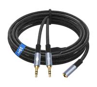 Limtula 3.5mm Headset Divider for Online Classes, 3m | Female Port to Two Male Cable with Braided CTIA Housing, Desktop Use