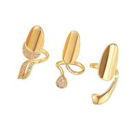 Limtula 3Pieces Trendy Open Knuckles Rings with Dazzling Cubic Zirconia Nails Rings Suitable for Nails Accessories and Gifts Elegant Finger