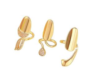 Limtula 3Pieces Trendy Open Knuckles Rings with Dazzling Cubic Zirconia Nails Rings Suitable for Nails Accessories and Gifts Elegant Finger