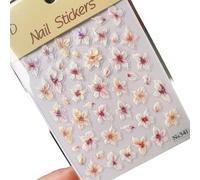 Limtula 5D Elegant Floral Nails Stickers with Shell Glow Easy Apply Remove for Women Waterproof Nails Decals