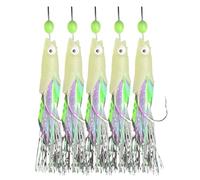 Limtula 5Pieces Baits Rig Fishing Lures Glows Fish Skin Lures Beads With Hook String Fishing