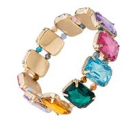 Limtula Adjustable Rhinestones Irregular Design Wristband Chain for Various Wrist Sizes Colorful Rhinestones Bangle