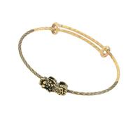 Limtula Aged Two Tone Brass with Push Pull Opening, Adjustable Open Bangle for Vintage Chinese Inspired Outfits Retro Wrist Cuff Accessory East Inspired Jewelry Light Metal Wrist Accent Outfit Layer