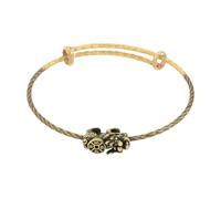 Limtula Aged Two Tone Brass with Push Pull Opening, Adjustable Open Bangle for Vintage Chinese Inspired Outfits Retro Wrist Cuff Accessory East Inspired Jewelry Light Metal Wrist Accent Outfit Layer