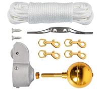 Limtula Aluminum Flagpole Hardware Set Includes 3Inch Golden Ball Nut And 2Inch Nylon Pulley For Garden Flagpoles Premium Flagpole Maintenance Accessories