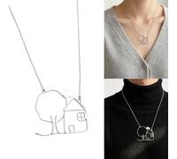 Limtula And Tree Necklace with an Openwork Cloud Scene Pendant | Recognizable House Outline, Nature-Themed Tree Detail, Open Cloud Accent, Refined Pendant-Centered Profile