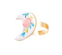 Limtula Art Detail Rings Jewelry Accent for Women Adjustable Open Wrap with Gold Tone Finish and Painted Face Daily Pairing Ready Adjustable Jewelry Gold Tone Open Wrap Color Accent Artistic Wear
