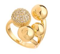 Limtula Artistic Inspired Copper Rings with Cubic Zirconia Modern Asymmetric Design Women Fashion Jewelry Fashion Geometric Ball Rings