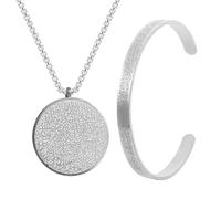 Limtula Ayatul Kursi Pendant Necklace & Bangle Set, Silver