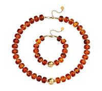 Limtula Beaded Jewelry Set, Matching Necklace Pair with Adjustable Chain for Vacation Dressing and Party Outfits Necklace Set Resin Bead Jewelry Adjustable Chain Coordinated Accessories Look