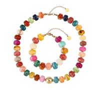 Limtula Beaded Jewelry Set, Matching Necklace Pair with Adjustable Chain for Vacation Dressing and Party Outfits Necklace Set Resin Bead Jewelry Adjustable Chain Coordinated Accessories Look