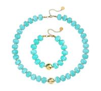 Limtula Beaded Jewelry Set, Matching Necklace Pair with Adjustable Chain for Vacation Dressing and Party Outfits Necklace Set Resin Bead Jewelry Adjustable Chain Coordinated Accessories Look