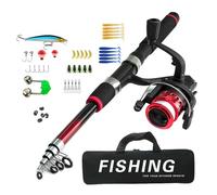 Limtula Beginner Fishing Set Tackles Including Reel Telescopic Rod Float Baits Hook Connector Landing Net & Storage Bag Beginner Set for Children