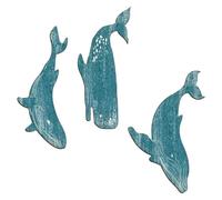 Limtula Blue Humpback Whale Set Of 3 Wood Wall Art Hanging Sculptures Marine Themed Decors Ornaments Sea Lover Coastal Wall Decoration Whales