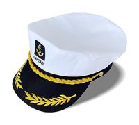 Limtula Captain Hat Kids Sailor Hat Navy Hugh Hefner Adjustable Boat Cap Costume Accessory (1Pack White)