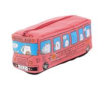 Limtula Cartoon Bus Pen Bag, Multifunctional Pen Holder Bag, Red