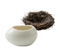 Limtula Ceramic Dessert Bowl Eggshell Form Serving Piece for Fruit Salad Home Table Display Accent Centerpiece Eggshell Bowl Ceramic Server White Decor Centerpiece Fruit Dessert Tabletop Display