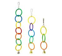 Limtula Chew Resistant Bells Toy Colorful Rings Construction Promotes Beak Grinding and Cognitive Development Interactive Bird Intelligence Toy