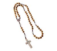 Limtula Classical Catholic Prayer Beads Rosary Necklace Wooden Beads with Metal Crosses and Religious Charm for Meditations Wooden Crosses Prayer Necklace
