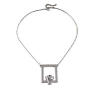 Limtula Clavicle Chain Brooch for Daily Wear, Silver Tone Frame Vase Designing, Vintage Carved Floral Neckchain for Gifting Vintage Necklace