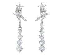 Limtula Clip-on Earphone Charm Set, A | Star Design, Silver Tone Metal Ear Clip Pair with Clear Stone Accents for Daily Commuting, Casual Outings,