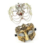 Limtula Couple Masquerade Metal Chain Masquerade Half Face Masquerade Costume Accessories For Women Men Cosplay