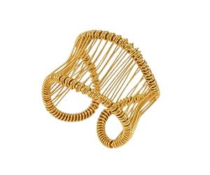Limtula Cuff Women Stainless Steel Gold Tone Curved Wire Jewelry Minimalist Statement Wrist Accent Daily Wear Wire Cuff Jewelry Sculptural Wrist Accessory Curved Metal Bangle Minimalist Arm