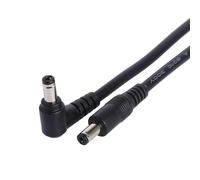 Limtula DC5521 / 5525 Connector Cable, 5.5x2.1mm | 2 Piece 18AWG Straight Plug 90 Degree End for Tight Low Voltage Routing with Matching Round Socket Devices
