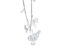 Limtula Decorative Chain Necklace with Music Note Pendant, Wing Charm Star, Alloy Jewelry for Daily Outfit Matching Accent Wear Music Note Pendant Necklace Winged Charm Star Chain Daily Wear