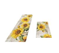 Limtula Decorative Kitchen Rug Set 2 Piece Polyester Mat, Sunflowers C | Pair for Sink Front Counter Area Entryway Household Floors Layout