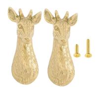 Limtula Deer Head Cabinet Handle Brass Drawer Pull, Primary Color 2PCS