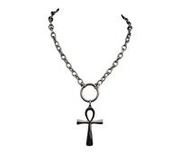 Limtula Edgy Gothic Crucifix O Circlet Chain Necklace Stainless Steel Clavicle Chain for Music Festivals and Cosplay Crucifix O Circlet Necklace