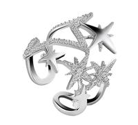 Limtula Eight Point Star Open Rings with Sparkling Zircon for Women Adjustable Size Finger Accessories Fashion Jewelry Adjustable Copper Open Star Rings