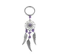 Limtula Ethnic Vintage Natural Stone Dream Catcher Keyring, Purple